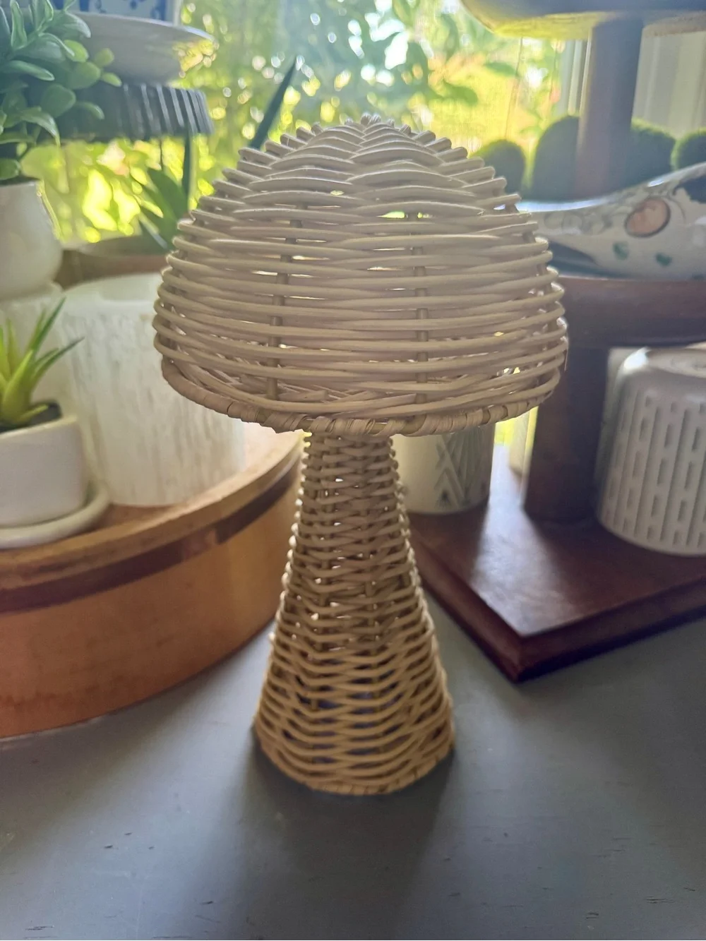 Natural Rattan Mushroom Statue Fairycore Whimsy